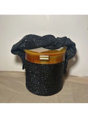 Stunning 1940’s Bakelite beaded bucket bag with crisscross beaded strap